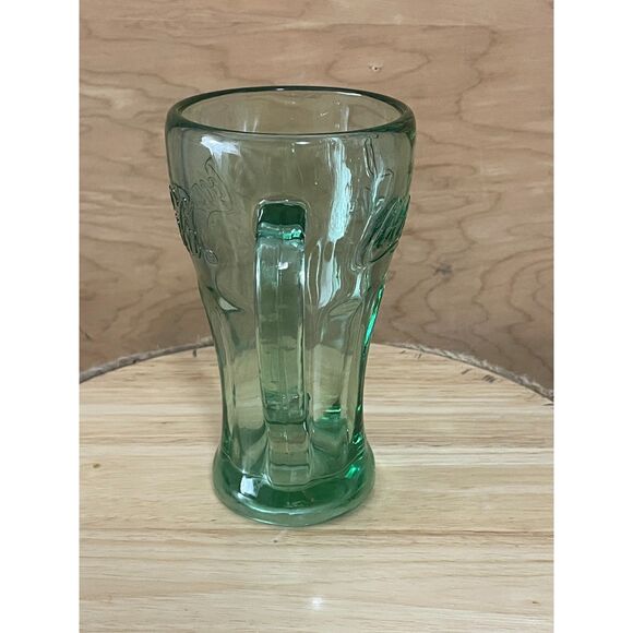 Coca-Cola Green Glass Mug 6.5" Classic Embossed Contour Soda Cup - Picture 2 of 6